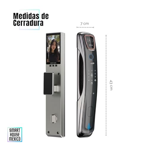 Cerradura Electrónica Inteligente Wifi De Seguridad. Con Reconocimiento Facial, Timbre y 6 Métodos De Apertura: Cara, Huella, Códigos, Tarjetas, Aplicación, Llave. Spectrum