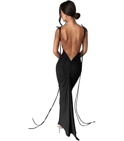 womens backless maxi dress Women's Sexy One Shoulder Elegant Ruched O Ring Sleeveless Evening Dress Long Gown Cocktail Dresses Black : Clothing, Shoes & Jewelry sculpted dimension through the smarttag_apparel Lilivine Women's Backless Seamless Choose Size:XS (2-4 US)