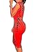 Cfanny Women's Tie Dye Print Back Cutout Bodycon Midi Dress,Red,Medium