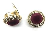 Button Covers Cufflink Red Velvet Antique Gold design •Button Clips -1 Pair - The Alternative to Cufflinks For Regular Shirts