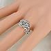 Mytys Vintage Silver Flower Statement Rings for Women Leaf Marcasite Crystal Cocktail Ring for Women Size 9