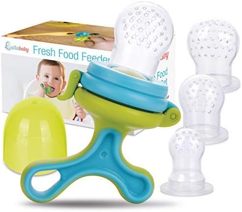 Fresh Food & Fruit Feeding Pacifier – 3 Different Sized Silicone Teething Pacifiers | Great Baby Nibbler Food Feeder Teether | Baby Feeding Teething Toys Set | Mesh Feeder Teethers Teething Toy | Baby