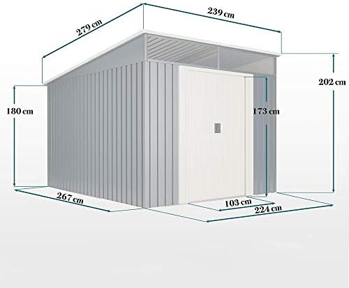 Wasabi Stark Cobertizo, Caseta metálica 6,6 m2 279x238x203cm Garantía