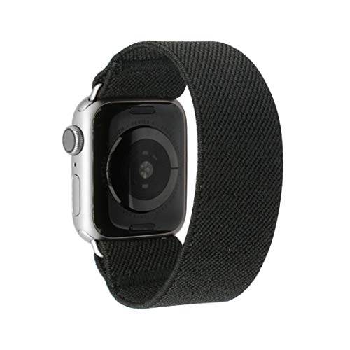 Tefeca Black Elastic Compatible/Replacement Band for Apple Watch 38mm 40mm 42mm 44mm (Silver Adapter for 38mm/40mm Apple Watch, Wrist Size : 5.5-5.9 inch (L1))