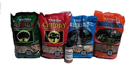 Western Variety Smoking Chips Free Head Country Original Championship Seasoning Bundle (4) - Apple, Cherry, Hickory, Mesquite