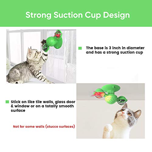 Sestball Cat Toys Interactive Chew Toys for Indoor Cats Ball Windmill Catnip Toy Cat Toothbrush Funny Kitten Toys Cats Hair Brush Turntable Massage Scratching Tickle Toy with Suction Cup (Green)