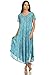 Sakkas 15802 - Lila Freckled Dyed Cap Sleeve Scoopneck Long Caftan Dress/Cover up - Turquoise - OS