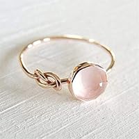 Dolland Round Cut Fire Opal Ring Ladies Engagement Pink Ring Diamond Band Rings,Light Pink (Rose Gold) 6