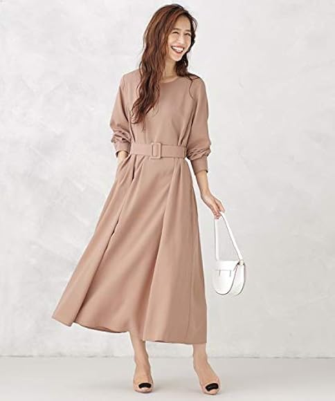 Amazon ナノユニバース Web限定 ベルト付aライン ワンピース レディース カーキ F ワンピース チュニック 通販