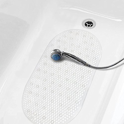 Bligli Bath, Shower, and Tub Mat, Antibacterial, BPA, Latex, and Phthalate Free, Long Enough, Machine Washable, Highest Quality Materials (Clear: Rectangle 15.35\'\' x 27.17\'\')