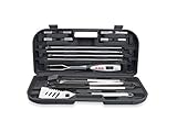 Just Grillin' 17-Piece BBQ Tool Set With Digital Temp Fork, Stainless Steel, Perfect For Outdoor And Camping Grilling, Portable And Handy