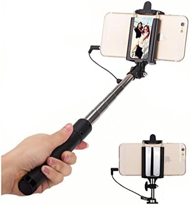 Selfie stick, Geekee Wired Selfie Stick Self-portrait Extendable Monopod & Built-in Remote Shutter & Adjustable Phone Holder With Mirror for Rear Camera Shooting for iPhone 6s/6 Plus,S6 Edge Plus