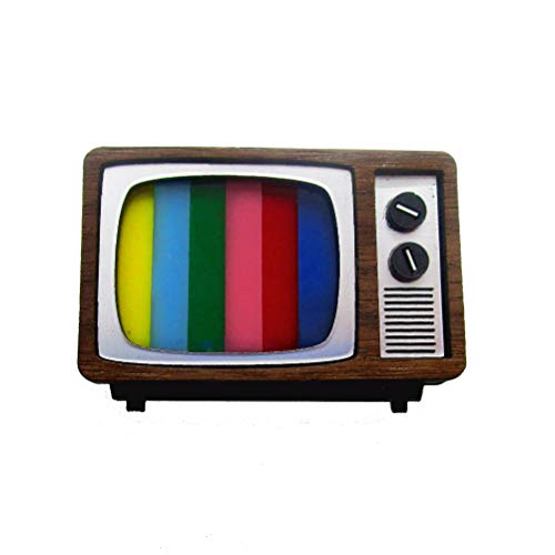 Retro CRT TV Broadcast SMPTE Color Test or Static Brooch Pin, Nostalgic Technology Jewelry - Thumbnail 4
