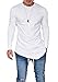 Pxmoda Men's Long Sleeve Hipster Hip Hop Basic Curved Hem T Shirt (XL, White)