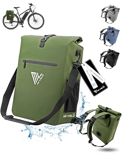MIVELO Fahrradtasche für Gepäckträger - 3in1 Gepäckträgertasche Rucksack Umhängetasche - 100% wasserdicht und PVC-frei - mit herausnehmbarer Laptoptas