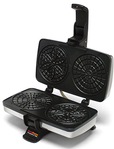 Chef'sChoice 834 PizzellePro Toscano Nonstick Pizzelle Maker Features Baking Indicator Light Consistent Even Heat Press Delicious Pizzelles in Seconds, 2-Slice, Silver (Renewed)