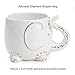 White Ceramic Coffee or Tea Mugs: Tri-Coastal Design Elephant Coffee Mug with Hand Printed Designs and Printed Saying - 18.6 Fluid Ounce Large, Cute Handmade Cup
