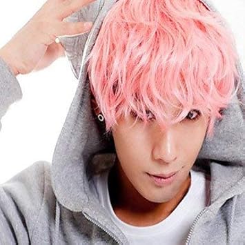 Amazon Com Anime Cosplay Wigs Hot Sale Men Short Wig Deep Pink