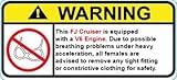FJ Cruiser V6 Funny no bra warning decal, perfect sticker gift