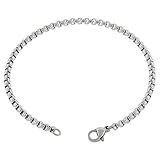 Women's Box Rolo 3mm Chain Anklet Silver 316l Stainless Steel (7in - 14in)