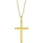 FANCIME Yellow Gold Plated 925 Sterling Silver Beveled Cross Pendant Necklace Dainty Fine Delicate Jewelry Gifts for Women 18 INCHES