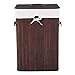 Giantex Rectangle Bamboo Hamper Laundry Basket Washing Cloth Bin Rangier Lid (Deep Brown)