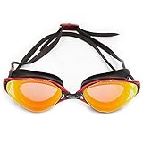 Swimming Goggles, Swim Goggles. Anti-Fog, UV Protection, Silicone Seal Water-Proof, Anti-Shatter, with 3 Interchangeable Nose Pieces suit For Different Size Face, Black and Red Color