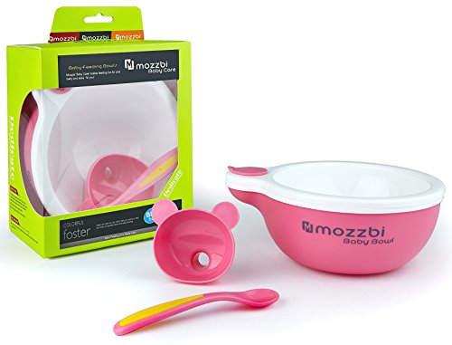 Baby Feeding Bowls with Spoon - With Pour in Hot water Funnel to Keep Food Warm by Mozzbi