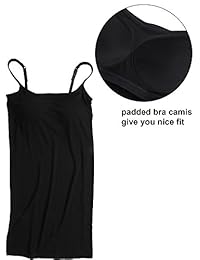 Hestya Camisola de tirantes para dama, estilo informal, con tirantes ajustables, con sujetador integrado