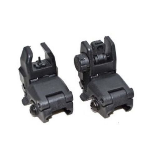 FIRECLUB Tactical Folding Front & Rear Set Flip Up Backup Sights BUIS Black