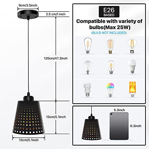 Imoli Industrial Plug in Pendant Kitchen Light Fixtures Farmhouse Modern Black Chandelier Vintage Ceiling Light Fixture Adjustable Hanging Light for Kitchen Island Dining Room Bedroom,E26 Base,1-Pack