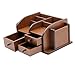 PAG Office Supplies Wood Desk Organizer Pen Mail Holder Accessories Storage Caddy with 3 Drawers, 10 Compartments, Brown