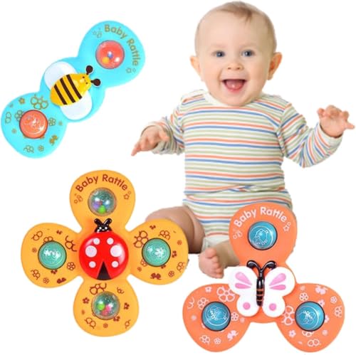Piões com Ventosas, Conjunto de 3 Peças, Brinquedos Giratórios com Ventosas, Piões Anti-Stress, Brinquedos Sensoriais
