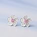UNKE Romantic Sakura Cherry Blossom Flower Stud Earrings for Women Girls Party Ball Wedding