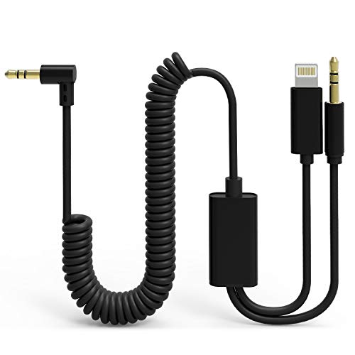 UNOOE Car Aux Cord Compatible for iPhone 7/8 / X, [2 in 1 iOS & Android] iPhone 8/7 Aux Cord for Car Tangle-Free Coiled Aux Cable iPhone 3.5mm Audio Jack Adapter for Headphones Speakers Home Stereo - Thumbnail 7