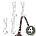mDesign Hanging Closet Storage Hook - Organizes Handbags, Scarves, Ties, Belts, Accessories - Great for Men, Women & Kids Bedroom, Hall & Coat Closet - Hangs Below Wire Shelving, 4 Pack - Chrome/Clear