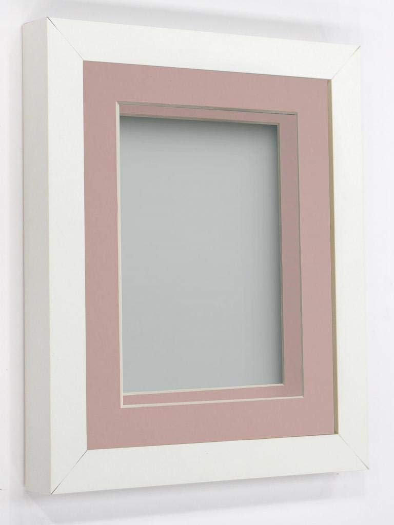 Rickman Box Frame White with Pink Mount, 8x8 for 5x5 inch