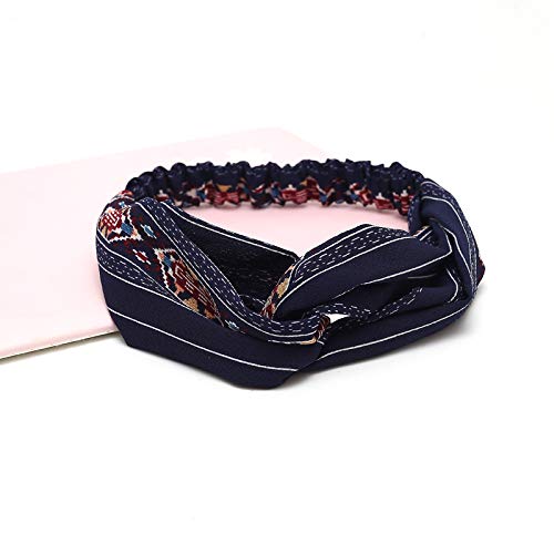 AOCGO HOHS-012 Elastic Turban Head Wrap Scarf Decorative Hair Accessories for Women (1 Pack Navy Blue)