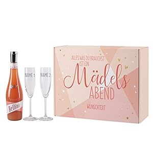 Leonardo Mädelsabend-Geschenkset mit Käfer Bellini und 2 gravierten Leonardo Sektgläsern