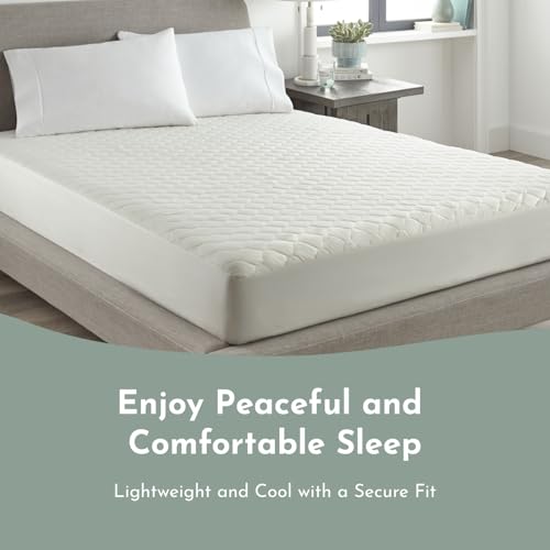 100% Cotton Organic Mattress Protector | Breathable & Noiseless GOTS Organic Mattress Pad with Premium 300GSM Durability | Machine Washable Quilted Bed Protector with Deep Pocket (Ivory, King)