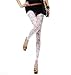 Voglee New Sexy Lady Rose Floral Lace Tights Leggings Slim Pants (one size, White)