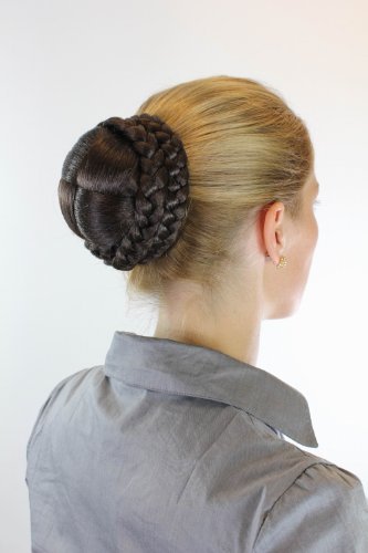 Hairpiece Hairbun BUN hairknot knot beautiful and traditional PLAIDED strands plaid BROWN N796-6