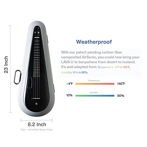 LAVA U Carbon Fiber Ukulele with Effects Concert Travel Ukulele with Case Pick and Charging