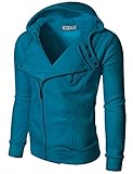 Doublju Mens Zip Up Fleece Jacket BLUE (US-M)