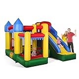Costzon Mighty Inflatable Bounce House, Castle Jumper Moonwalk Slide Bouncer, Kids Jumper with Balls (Bounce House Without Blower)