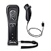 KINGAR Motion Plus Remote and Nunchuck Controller for Wii + Case (Black)