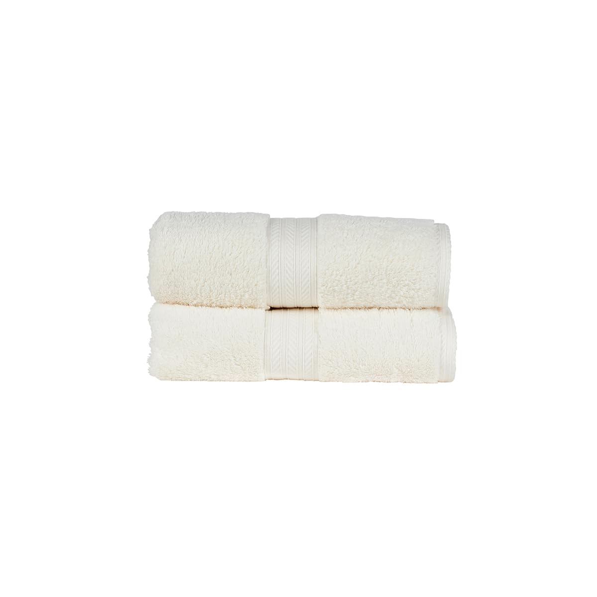 Christy Renaissance 2 Hand Towels Set | Parchment Off-White | 100% Egyptian Cotton Pile | Luxuriously Soft and Super Absorbent | 675 GSM | Plush Fluffy and Long Lasting