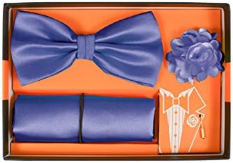 Microfiber Periwinkle Purple Pretied Bow Tie, Hanky &amp; Lapel Pin Box Set