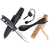 Light My Fire Black Pearl Firestarter CampKit, Includes Swedish FireKnife and FireSteel, Original Spork, and Tinder-on-a-Ropet (FireKnife/Tinder on a Rope & Spork)