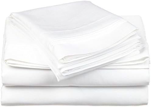 Rinku Linen Export Quality 600 Thread Count Egyptian Cotton 4-Piece Sheet Set Cot Bed (30" x 75") White Solid Fit Up to 4" Inches Deep Pocket .